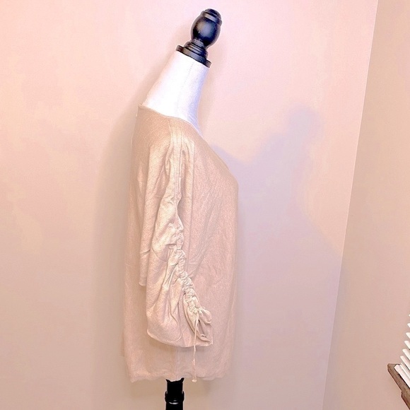 NWT Max Studio Lightweight Dolman Ruched 3/4 Sleeve Sweater Wheat Color Size M - Picture 5 of 14